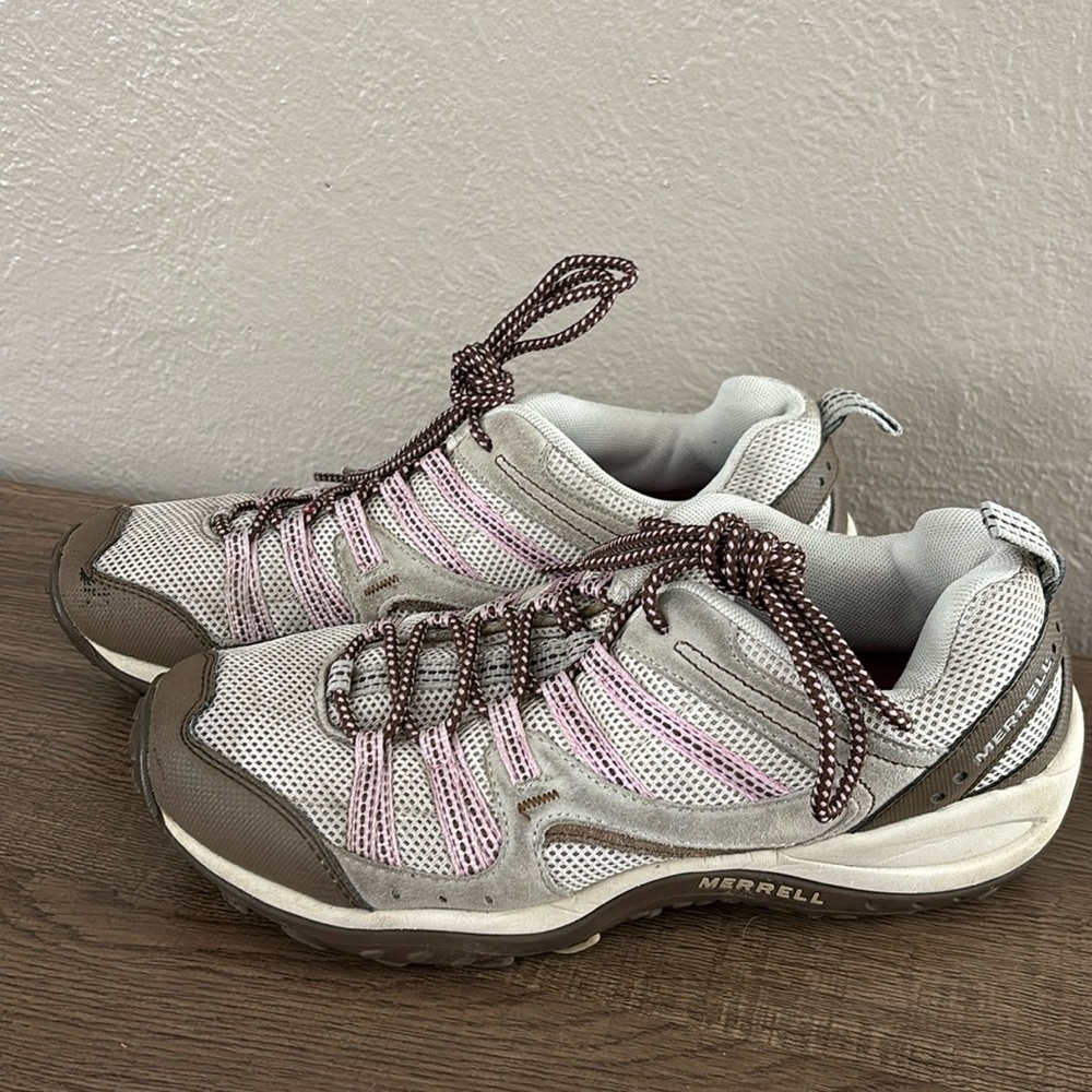 Merrell Womens Payette Gray Purple Ankle Hiking Trail Shoes, Size 10.5